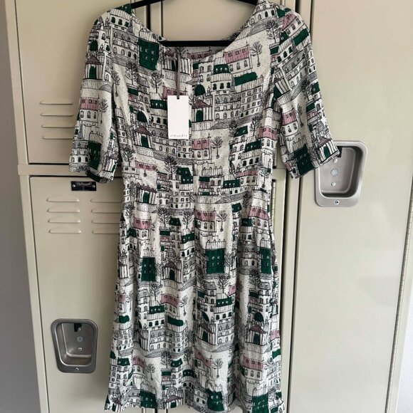 Emily and Fin Historic Paris Print Dress NWT Vintage Style SZ SM - Picture 9 of 9